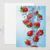 Cartes Pour Fêtes Annuelles Fraises fraîches et eau (Devant / Derrière)