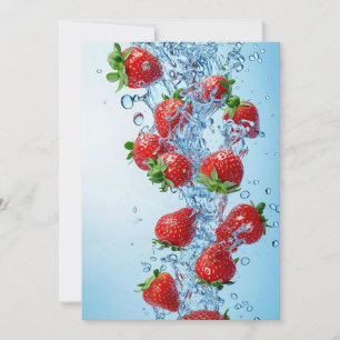 Cartes Pour Fêtes Annuelles Fraises fraîches et eau