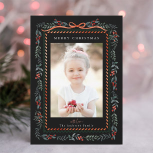 Cartes Pour Fêtes Annuelles Framboise rouge Framboise Black Christmas Photo
