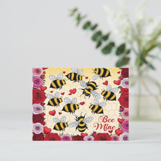 Cartes Pour Fêtes Annuelles Frame d'amour Floral de la mine d'abeilles (Debout devant)