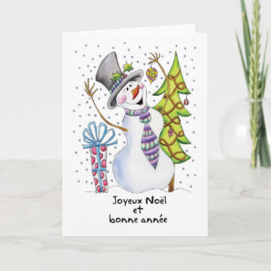 Cartes Pour Fêtes Annuelles Français - Snowman - Happy Snowman - Joyeux Noël