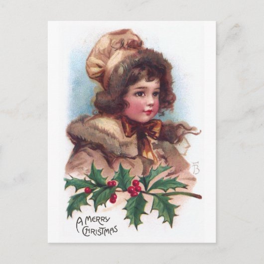 Cartes Pour Fêtes Annuelles Frances Brundage : Fille d'hiver avec Holly (Devant)