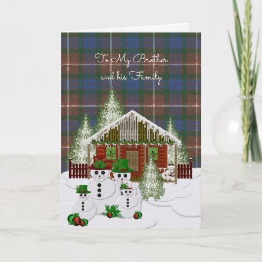 Cartes Pour Fêtes Annuelles Fraser Chasse Ancien Frère Tartan Noël (Devant)