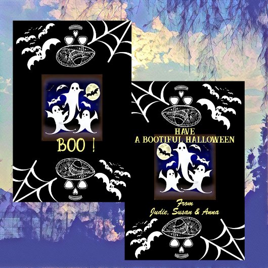 Cartes Pour Fêtes Annuelles Freaky Boo Ghosts Bats Botiful Halloween Nuit
