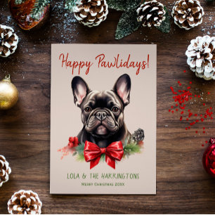 Cartes Pour Fêtes Annuelles French Buldog Frenchie Dog Christmas Pawlidays