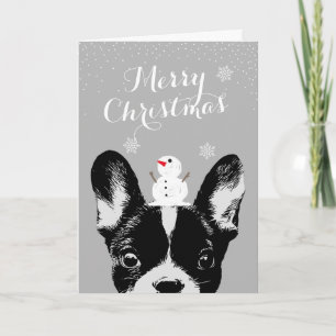 Cartes Pour Fêtes Annuelles French Bulldog Joyeux Noël Silver Holiday