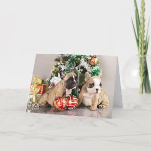 Cartes Pour Fêtes Annuelles French bulldog puppy and Christmas gifts