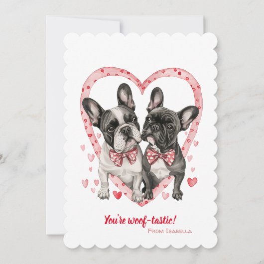 Cartes Pour Fêtes Annuelles French Bulldog Valentines Day Woof-tastic Fun (Devant)