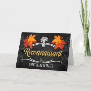 Cartes Pour Fêtes Annuelles French Thanksgiving Grateful Blessings Chalkboard