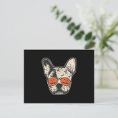 Cartes Pour Fêtes Annuelles Frenchie en lunettes de soleil citrouille Hallowee (Debout devant)