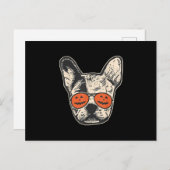 Cartes Pour Fêtes Annuelles Frenchie en lunettes de soleil citrouille Hallowee (Devant / Derrière)