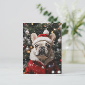 Cartes Pour Fêtes Annuelles Frenchie festive : Un portrait de vacances (Debout devant)