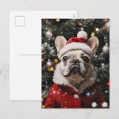 Cartes Pour Fêtes Annuelles Frenchie festive : Un portrait de vacances (Devant / Derrière)