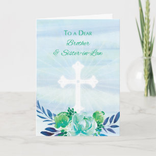 Cartes Pour Fêtes Annuelles Frère et belle-soeur Fleurs bleues Turquoises Pâqu