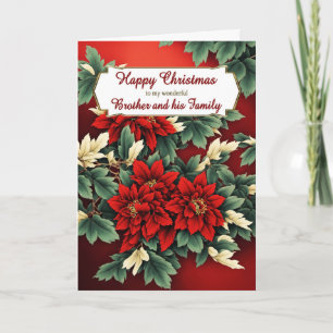 Cartes Pour Fêtes Annuelles Frère et sa famille Poinsettias de Noël