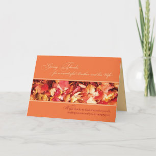 Cartes Pour Fêtes Annuelles Frère et sa femme Thanksgiving Religieux, quitter