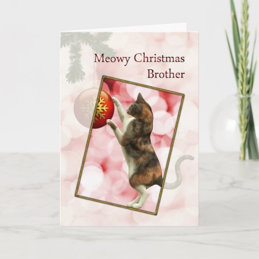 Cartes Pour Fêtes Annuelles Frère, Meowy Christmas (Devant)