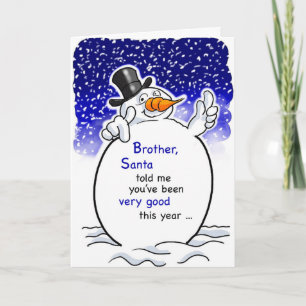 Cartes Pour Fêtes Annuelles Frère, Snowman, Humour Père Noël, Noël