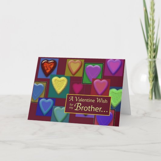 Cartes Pour Fêtes Annuelles Frère Valentine Blocs de Coeurs (Devant)
