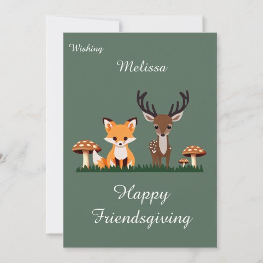 Cartes Pour Fêtes Annuelles Friendsgiving Forêts Fantaisistes Nom Personnalisé (Devant)