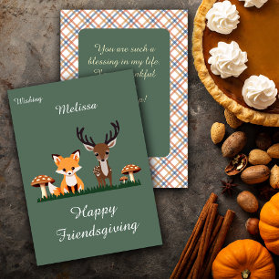 Cartes Pour Fêtes Annuelles Friendsgiving Whimsical Woodlands Nom personnalisé