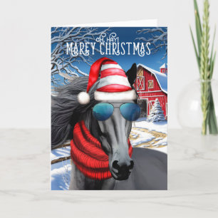 Cartes Pour Fêtes Annuelles Friesian Black Horse Funny MAREy Noël
