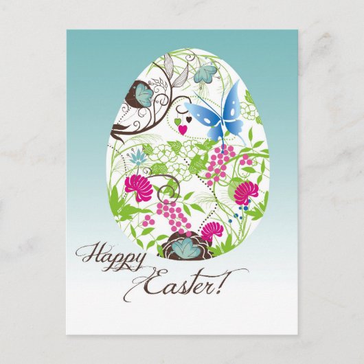 Cartes Pour Fêtes Annuelles Frilly Florals Oeuf de Pâques (Devant)
