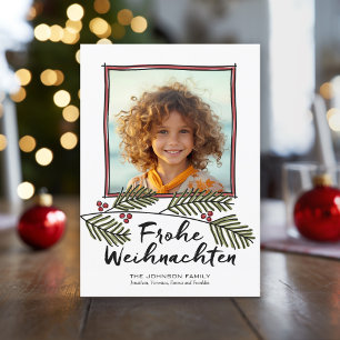 Cartes Pour Fêtes Annuelles Frohe Weihnachten Christmas Photo Pine Tree Branch