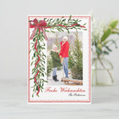 Cartes Pour Fêtes Annuelles Frohe Weihnachten Mistletoe Red Bow (Debout devant)
