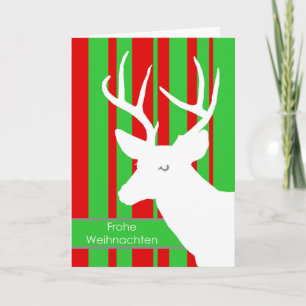 Cartes Pour Fêtes Annuelles Frohe Weihnachten, Noël en allemand, Cerf blanc