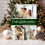 Cartes Pour Fêtes Annuelles Frohe Weihnachten Photo Collage<br><div class="desc">Cette fabuleuse carte de vacances 3 photos avec "Frohe Weihnachten!" dans une police de caractères de script moderne et votre nom de famille et année dans une police de caractères casquettes traditionnelle et nette, en blanc sur vert foncé avec un dos assorti, est parfaite pour envoyer à votre famille et...</div>