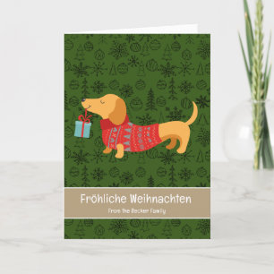 Cartes Pour Fêtes Annuelles Fröhliche Weihnachten, mignon dachshund