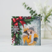 Cartes Pour Fêtes Annuelles Frontière à feuillage persistant de Noël (Debout devant)