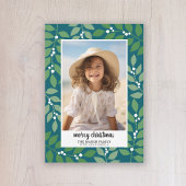 Cartes Pour Fêtes Annuelles Frontière botanique avec script photo Joyeux Noël