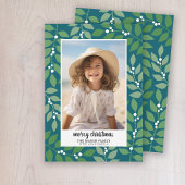 Cartes Pour Fêtes Annuelles Frontière botanique avec script photo Joyeux Noël