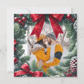 Cartes Pour Fêtes Annuelles Frontière photo à feuillage persistant pour Noël (Devant)