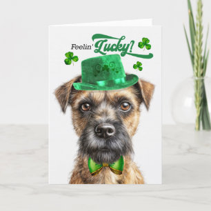 Cartes Pour Fêtes Annuelles Frontière Terrier Chien Lucky St Patrick's Day