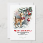 Cartes Pour Fêtes Annuelles Frost baby fawn snowy forest winter scene greeting (Devant)
