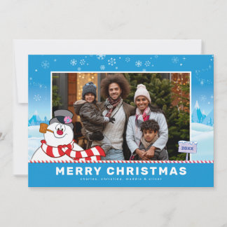 Cartes Pour Fêtes Annuelles Frosty Le Snowman | Joyeuse photo de famille de No