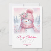 Cartes Pour Fêtes Annuelles Frosty pink snowman kids greeting card editable (Devant)