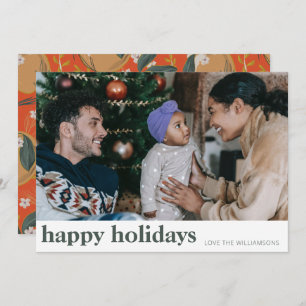 Cartes Pour Fêtes Annuelles Fruit botanique élégant Rouge Vert photo large