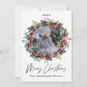 Cartes Pour Fêtes Annuelles Fruite de courge rustique Berry Photo Joyeux Noël