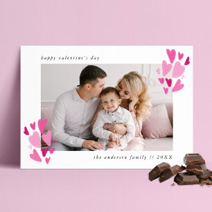 Cartes Pour Fêtes Annuelles Fuchsia and Pink Hearts Photo Saint Valentin