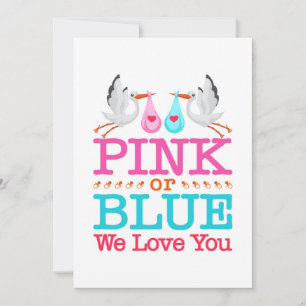 Cartes Pour Fêtes Annuelles Fuchsia ou Bleu Nous Vous Aimons Révélation du Sex