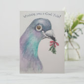 Cartes Pour Fêtes Annuelles Fun Aquarelle Oiseau Noël (Debout devant)