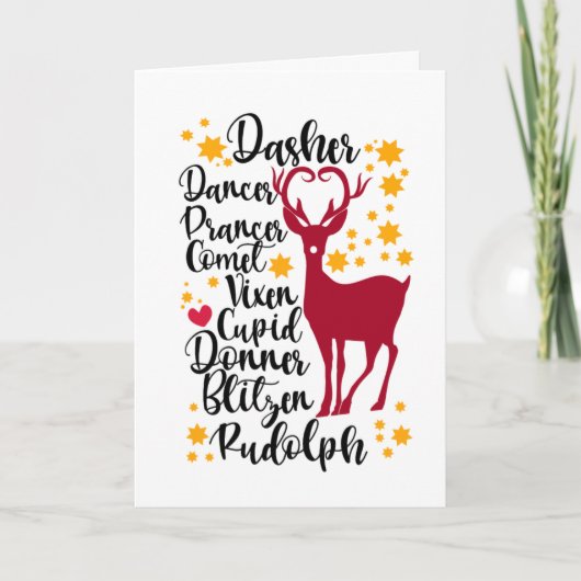 Cartes Pour Fêtes Annuelles Fun Black Script Père Noël Reinder Nom Noël (Devant)