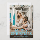 Cartes Pour Fêtes Annuelles Fun Blue Vintage Font Photo moderne Noël (Devant)