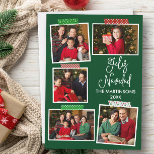 Cartes Pour Fêtes Annuelles Fun Calligraphie Feliz Navidad Craft Tape Vert