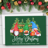 Cartes Pour Fêtes Annuelles Fun Calligraphie Joyeux Noël Gnomes Vert
