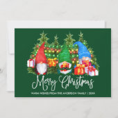 Cartes Pour Fêtes Annuelles Fun Calligraphie Joyeux Noël Gnomes Vert (Devant)